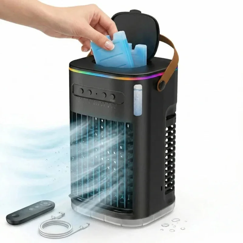 Tragbarer Klimaanlagenventilator mit 1,2L Wassertank und Fernbedienung