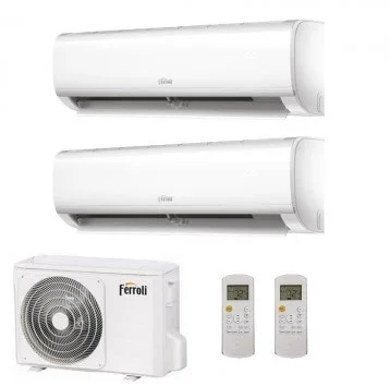 climatizzatore condizionatore ferroli dual split inverter serie ambra m 9_9 con 18 2 r 32 wi fi integrato 9000_9000 novit