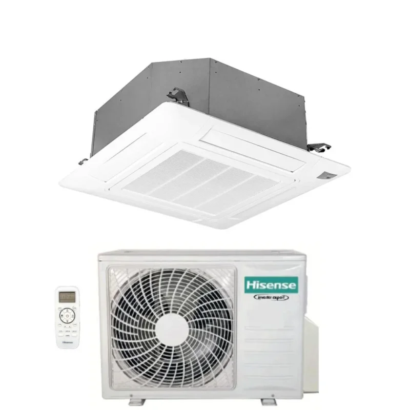 climatizzatore condizionatore hisense a cassetta 12000 btu act35ur4rcc8 + auw35u4rs4 r 32 wi fi optional con telecomando e pannello incluso