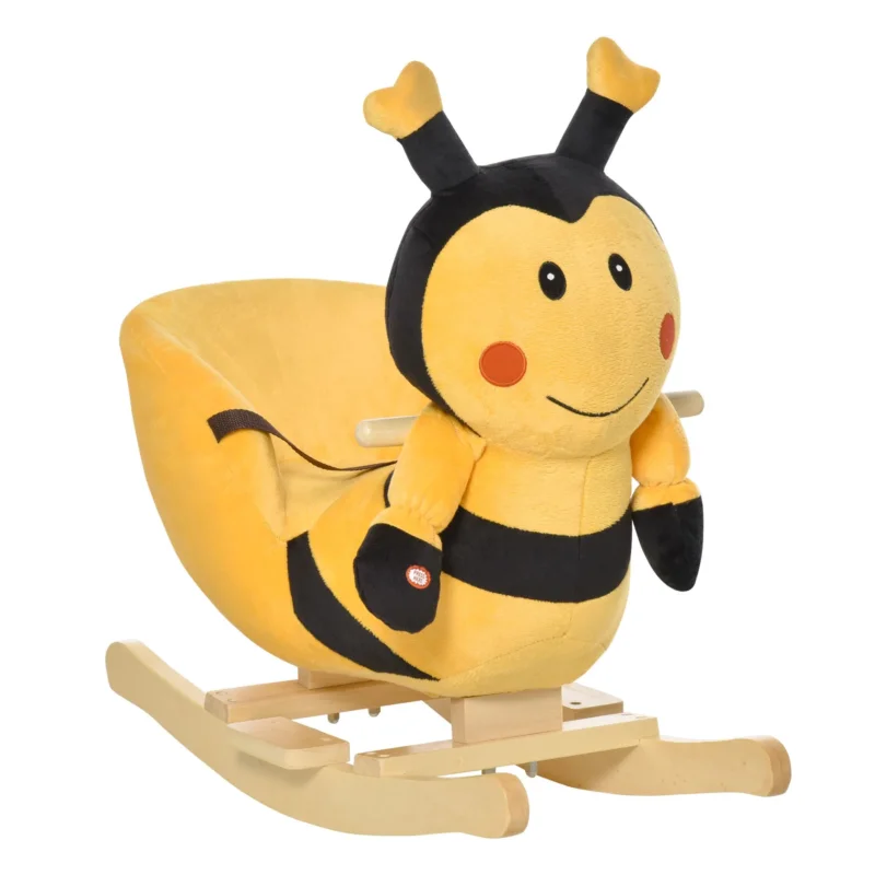 easycomfort easycomfort animale a dondolo per bambini a forma di ape in legno di pioppo con musica 60x33x45 cm giallo e nero
