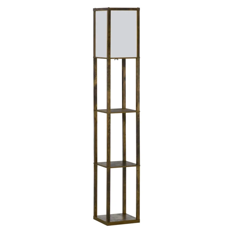 easycomfort easycomfort lampada da terra con 3 mensole integrate attacco e27 potenza 40w 26x26x160cm colore legno
