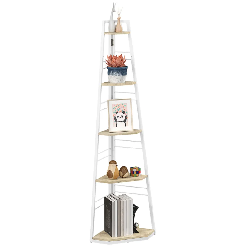 easycomfort easycomfort libreria angolare a 5 ripiani con struttura pieghevole e piedini regolabili colore legno