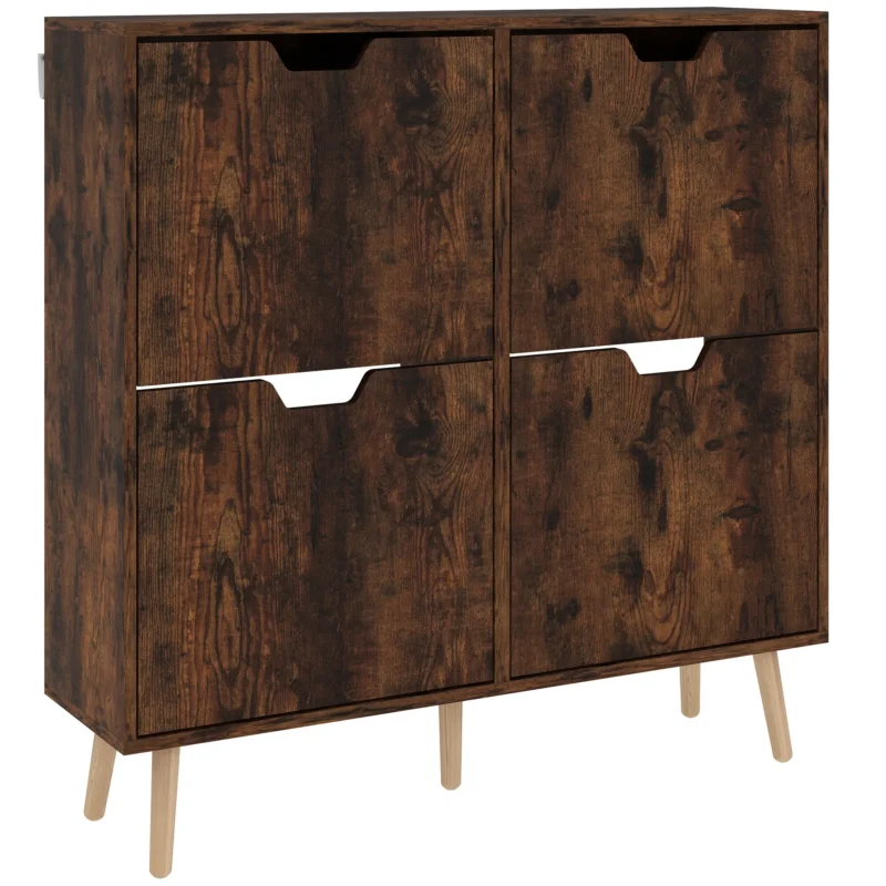 easycomfort easycomfort mobile scarpiera con 4 cassetti ribaltabili a 2 livelli per 16 paia in legno 95x26x95 cm marrone