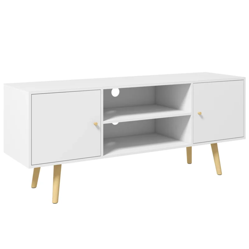 easycomfort easycomfort mobile tv 55 max con 2 armadietti e 2 ripiani aperti in legno e truciolato 120x34x50 cm bianco