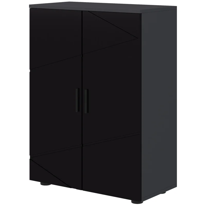 easycomfort easycomfort mobiletto bagno 2 ante in legno con 3 ripiani e chiusura ammortizzata 60x30x82cm nero