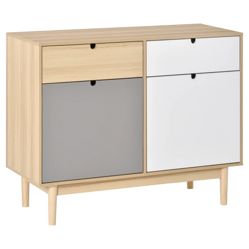 easycomfort easycomfort mobiletto multiuso stile nordico armadietto due ante con cassetti per cucina e ingresso 100x40x79 5cm multicolore
