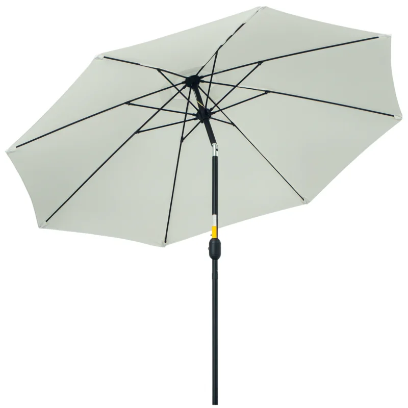 easycomfort easycomfort ombrellone da giardino rotondo con manovella e inclinabile a 3 livelli 265x240 cm crema
