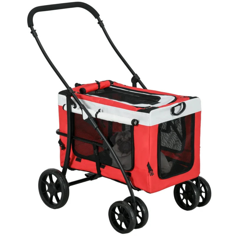 easycomfort easycomfort passeggino per cani taglia piccola e mini con 2 guinzagli e custodia portaoggetti 81x58x97 5 cm