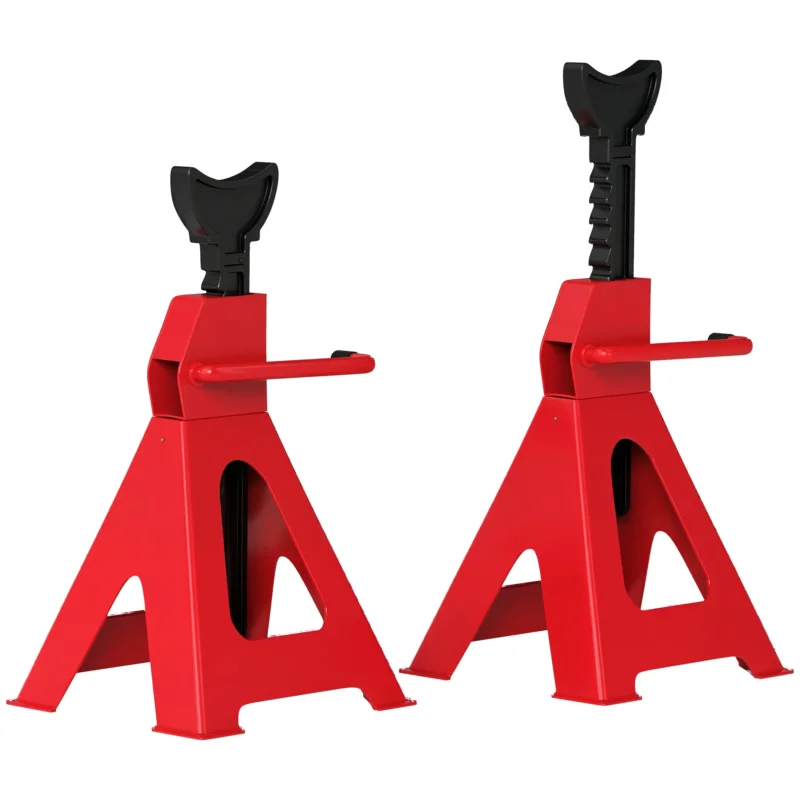 easycomfort easycomfort set 2 cavalletti auto da 3 tonnellate regolabili da 29 42 5 cm acciaio al carbonio e ghisa rosso