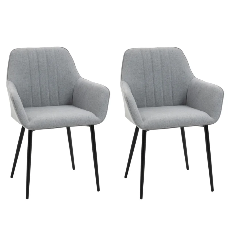 easycomfort easycomfort set 2 sedie da pranzo imbottite con rivestimento e schienale in lino e gambe in ferro stile scandinavo 59 5x56 5x81 cm grigio ean 8055776914855