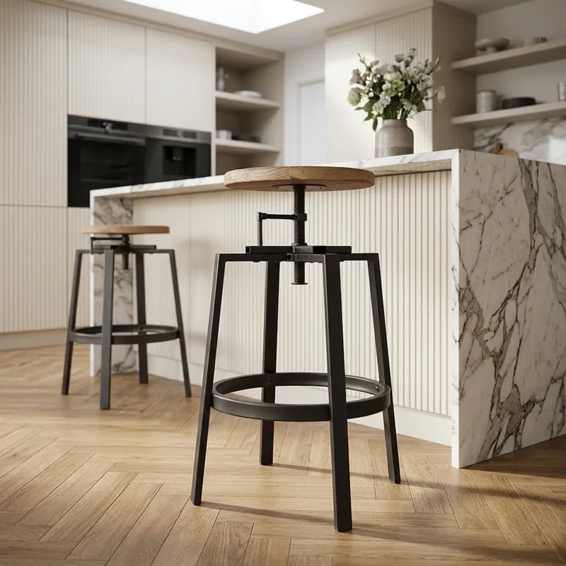 Barhocker - Heller Holzsitz - Industrial Turner Holz