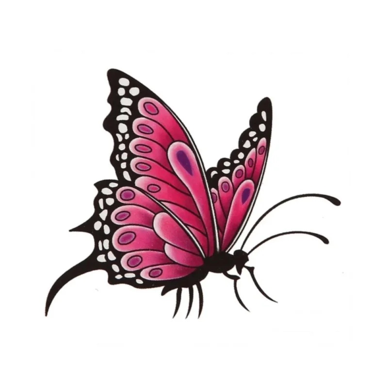 Klebetattoo temporär Schmetterling detailliert schwarz weiß lila pink 1 Bogen - chic - net.de
