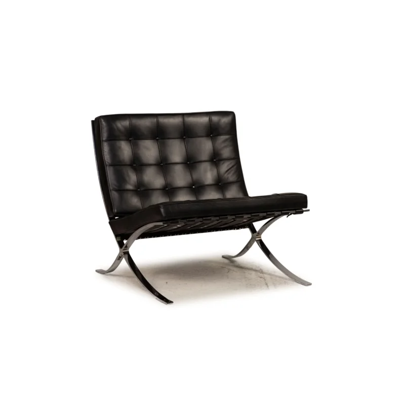 Knoll International Barcelona Chair Leder Sessel Schwarz by Ludwig Mies van der Rohe