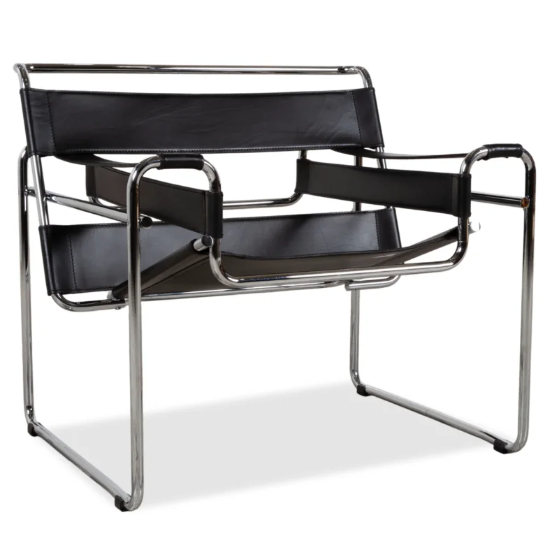 Knoll International Wassily Chair Leder Sessel Schwarz Stuhl Marcel Breuer