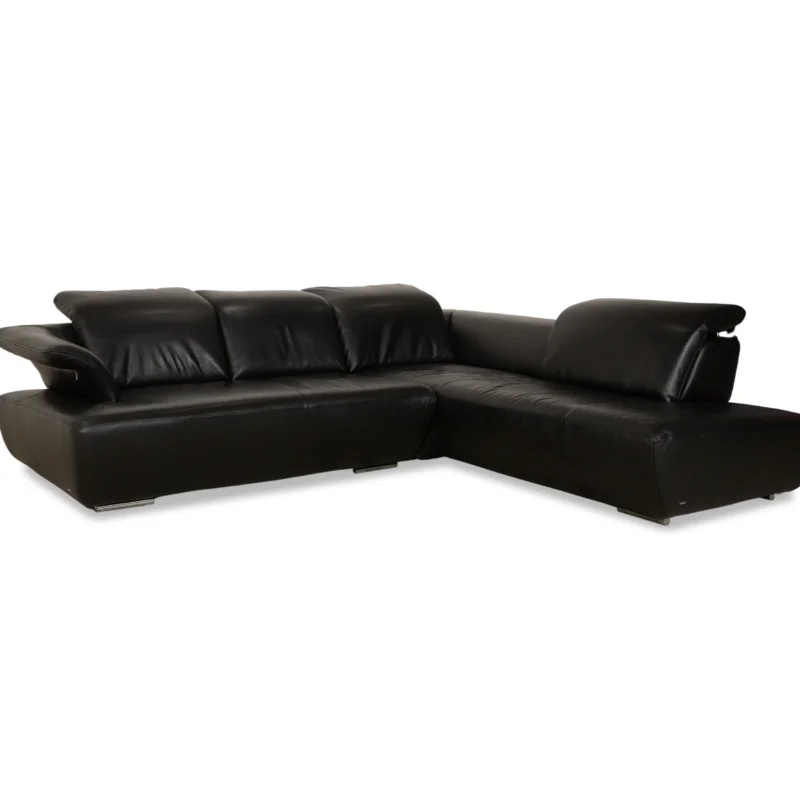 Koinor Avanti Leder Ecksofa Schwarz manuelle Funktion Sofa Couch
