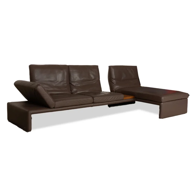 Koinor Raoul Leder Ecksofa Sofa Couch Braun Grau Récamiere rechts manuelle Funktion