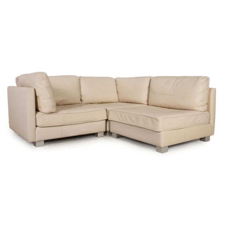 Machalke Crack Leder Sofa Creme Ecksofa Couch