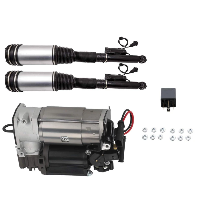 Neu Paar Hinten Luftfederung Stoßdämpfer + Kompressor kompatibel für Mercedes S-Klasse W220