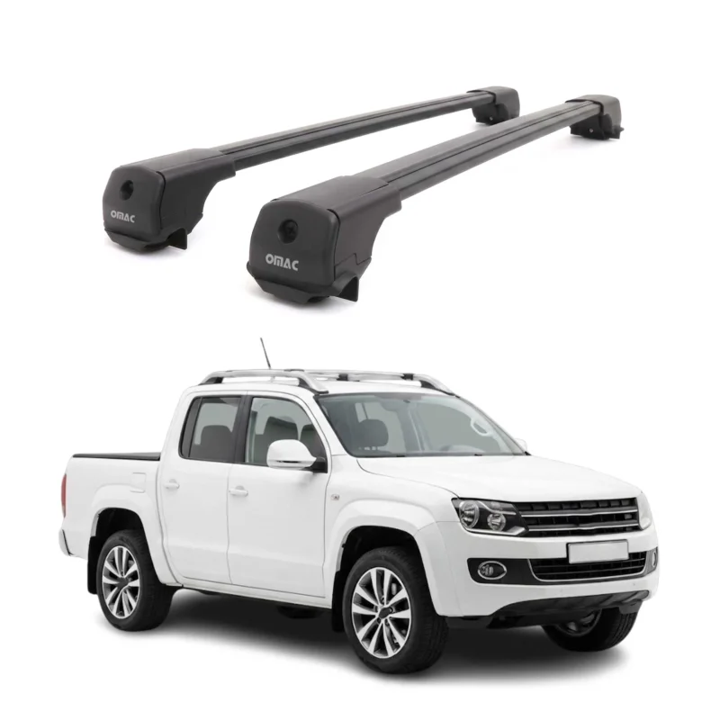 Dachträger Grundträger für VW Amarok I 2010-2020 Aluminium 75kg Schwarz 2tlg