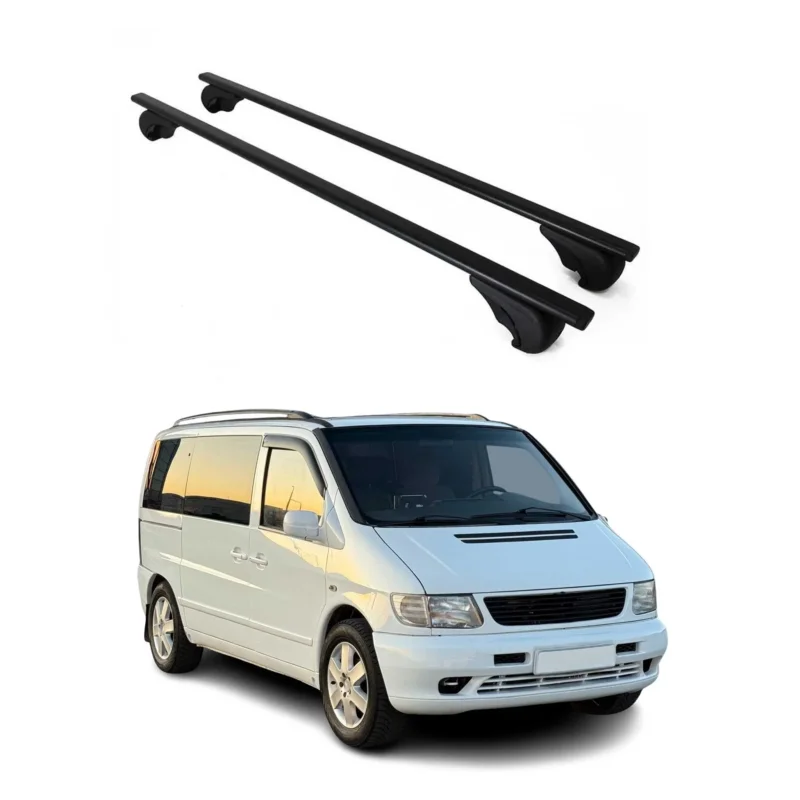 Dachträger Grundträger für Mercedes Vito W638 1996-2003 75kg Stahl Schwarz 2 tlg