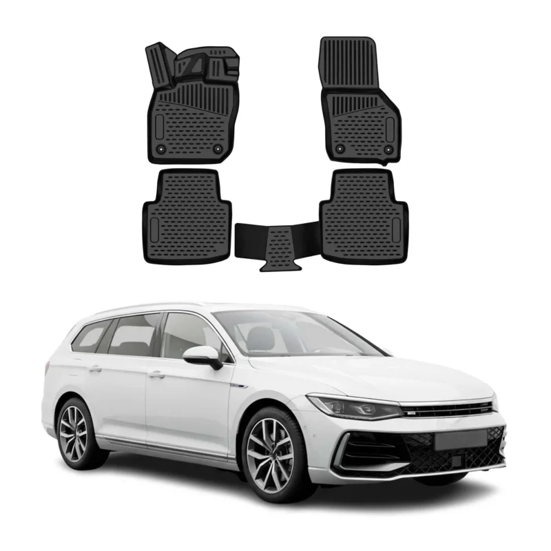 OMAC Gummimatten Fußmatten für VW Passat B8 2019-2023 Facelift TPE Schwarz 4tlg