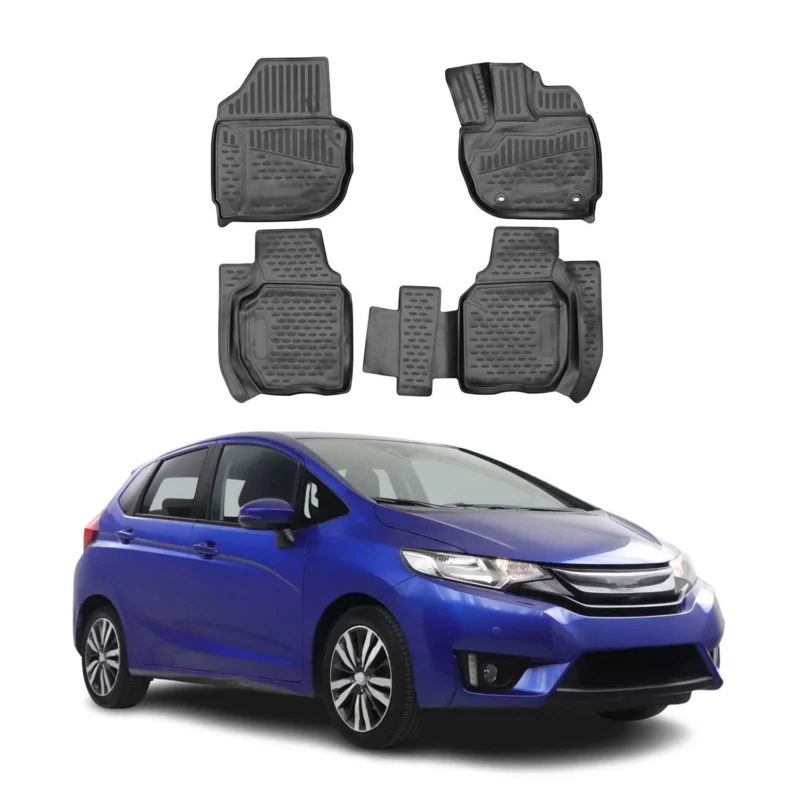 OMAC Gummimatten Fußmatten für Honda Jazz 2014-2021 TPE Automatten Schwarz 4x