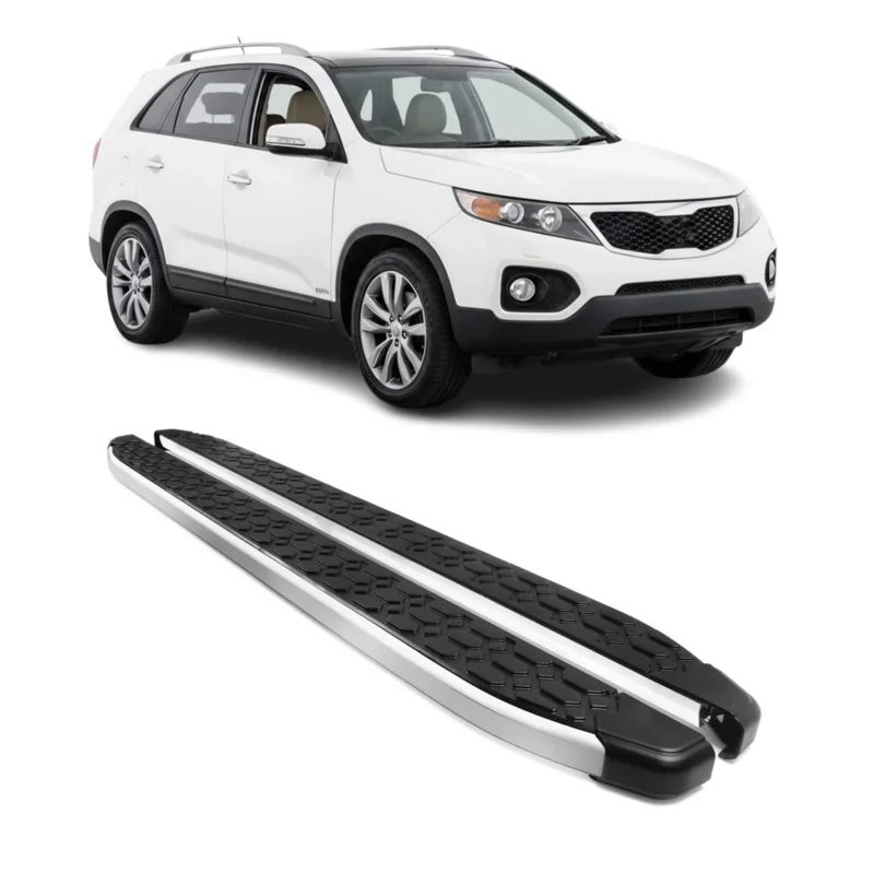 Alu Trittbretter Seitenschweller für Kia Sorento mk2 2010-2014 Schwarz Silber 2x
