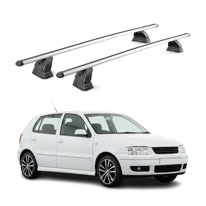Alu Dachträger für VW Polo mk3 Schrägheck Kombi 1994-2002 TÜV T-Nut 2tlg Silber