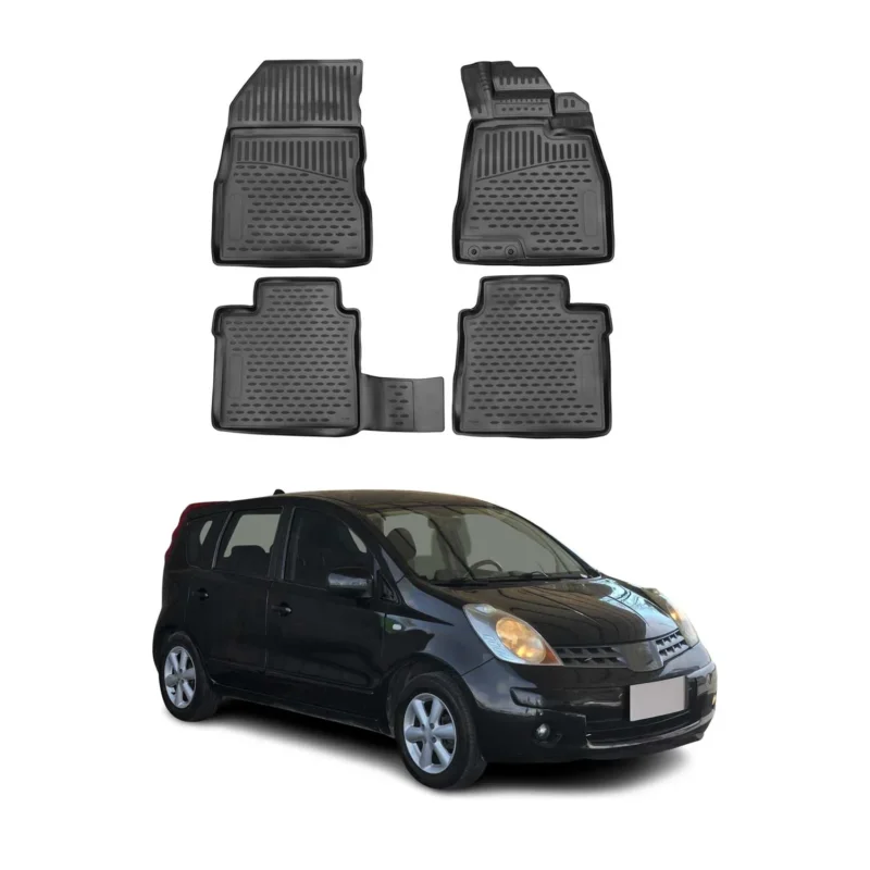 OMAC Gummimatten Fußmatten für Nissan Note 2012-2020 TPE Automatten Schwarz 4x