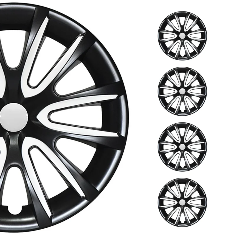 4x Radkappen Radzierblenden Radblenden 15" Zoll Stahlfelgen Schwarz Weiß