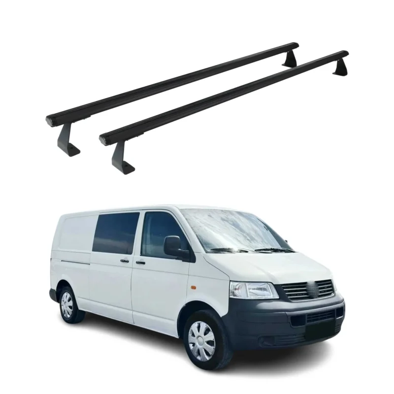 Dachträger für VW T5 T6 Transporter Multivan Caravelle 2003-24 Alu Schwarz 2tlg