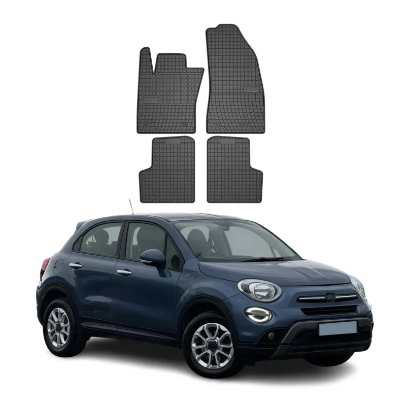OMAC Gummi Fußmatten für Fiat 500X 2015-2026 Automatten Gummi Schwarz 4tlg