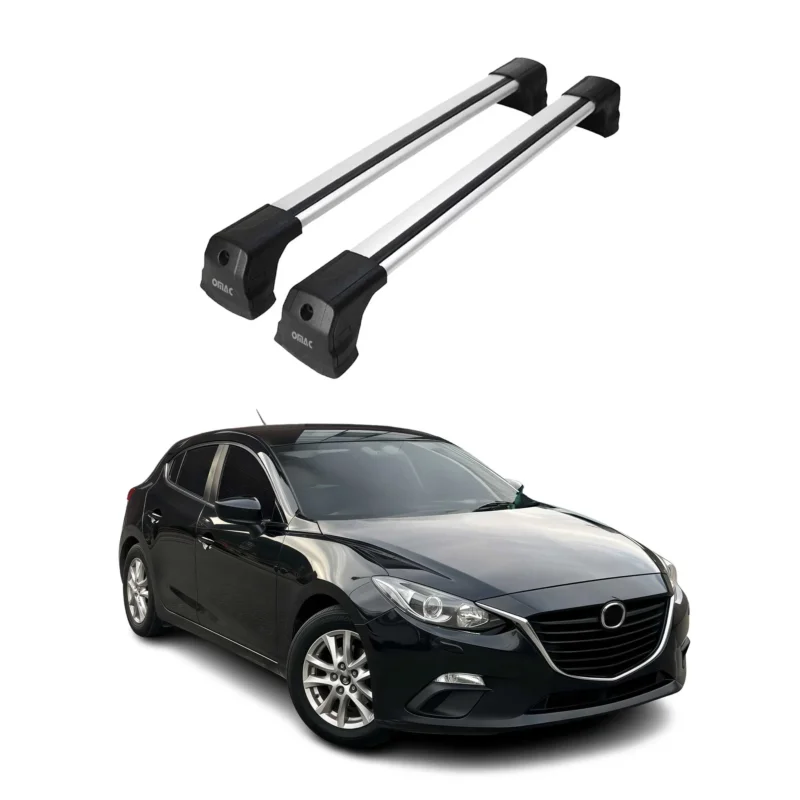 Dachträger Gepäckträger für Mazda3 mk3 Schrägheck Limo 2014-2018 Aluminium Grau