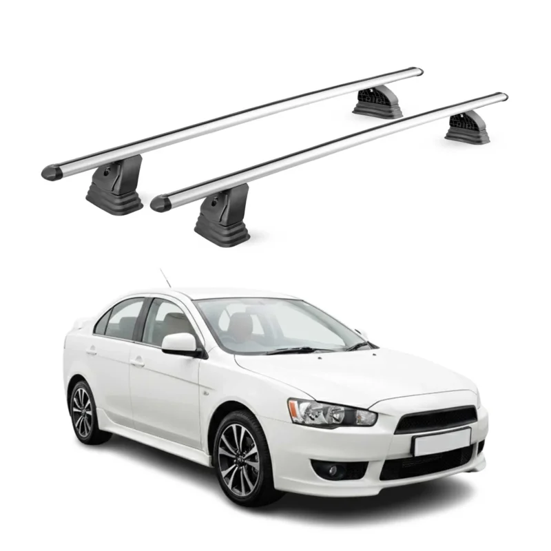Alu Dachträger für Mitsubishi Lancer 2008-2020 TÜV T-Nut 75 kg 2tlg Silber