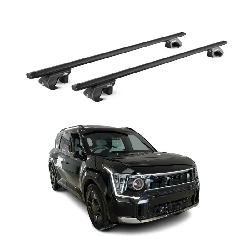 Dachträger Grundtäger für Kia EV9 2023-2026 90kg Aluminium Schwarz 2 tlg ABE