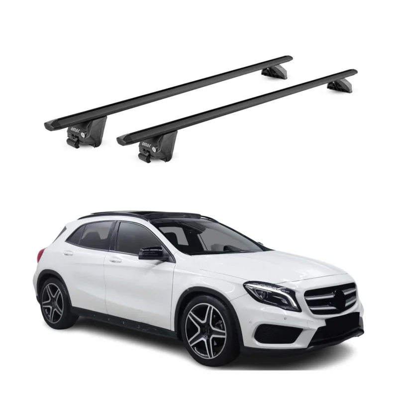 Dachträger für Mercedes GLA X156 2014-2020 100kg Aluminium Schwarz 2 tlg ABE