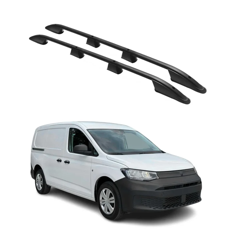 Dachreling Dachgepäckträger für VW Caddy 2020-2026 L2 Länger Alu Schwarz 2x