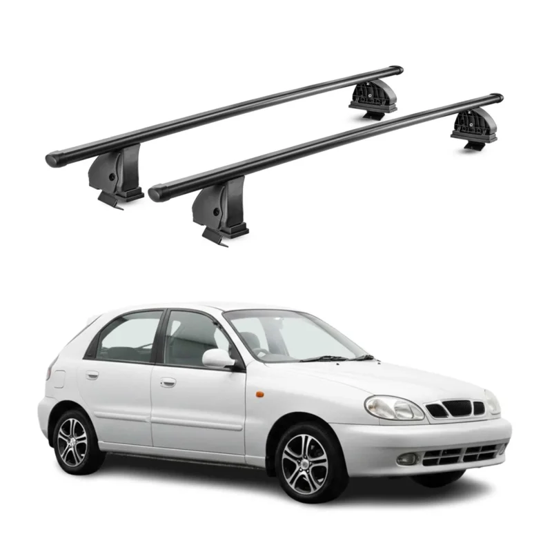 Stahl Dachträger für Daewoo Lanos Schrägheck 1997-2002 TÜV 75 kg 2tlg Schwarz