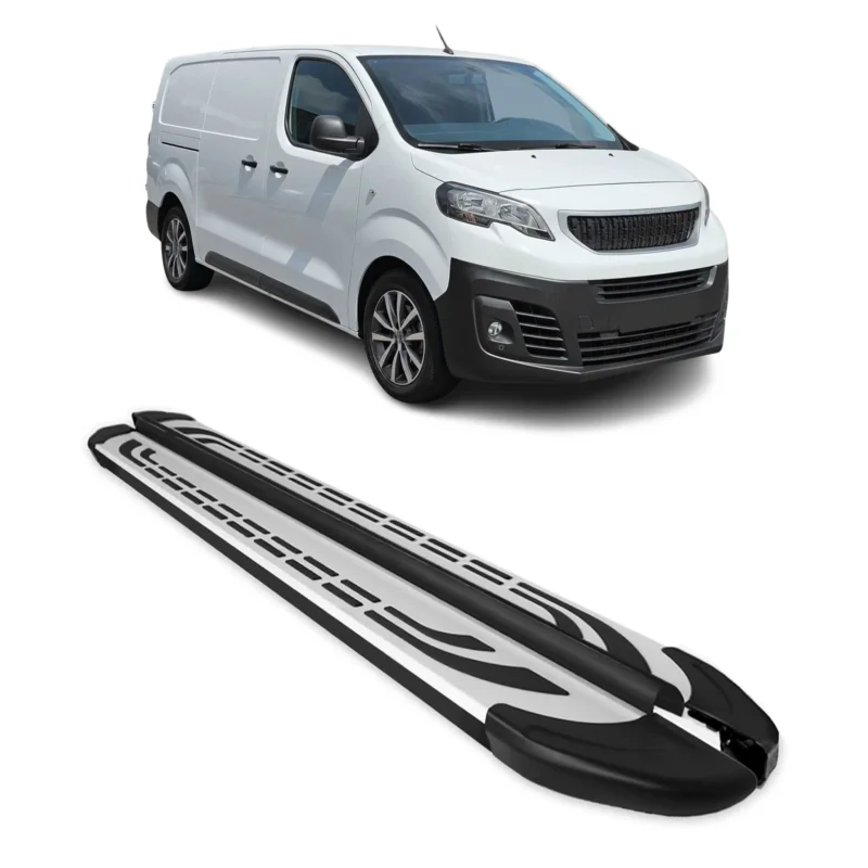 Trittbretter Seiten für Peugeot Traveller 2016-2026 L2 L3 Langer Alu Schwarz
