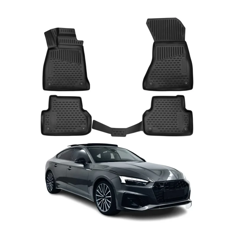 OMAC Gummimatten Fußmatten für Audi A5 F5 Sportback 2016-2024 TPE Schwarz 4x