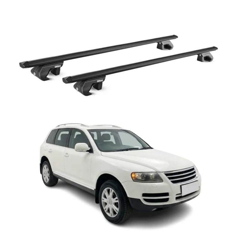 Dachträger Grundtäger für VW Touareg I 2002-2010 90kg Alu Schwarz 2 tlg ABE