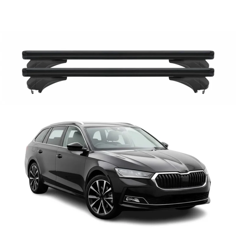 Menabo Dachträger für Skoda Superb 3V Kombi 2015-2024 Aluminium Schwarz 2 tlg