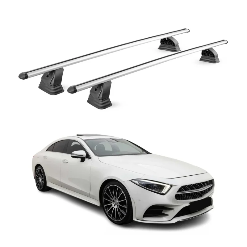 Alu Dachträger für Mercedes CLS C219 2004-2010 TÜV T-Nut 75 kg 2tlg Silber