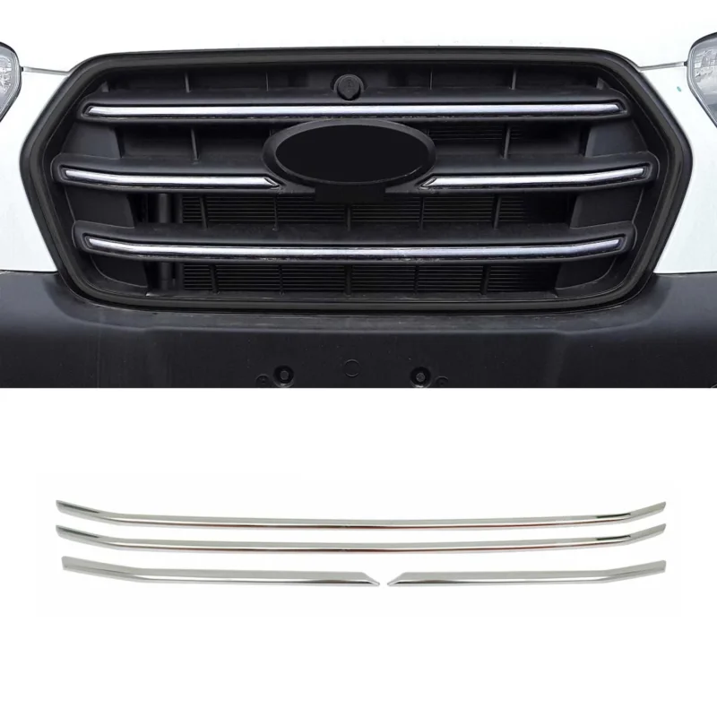 Kühlergrill Leisten Frontgrill für Ford Transit 2020-2026 Edelstahl Chrom 4x
