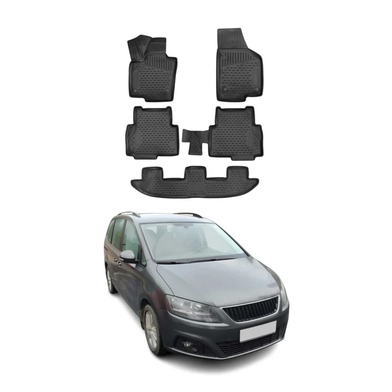 OMAC Gummimatten Fußmatten für Seat Alhambra 2010-2015 TPE Automatten Schwarz 5x