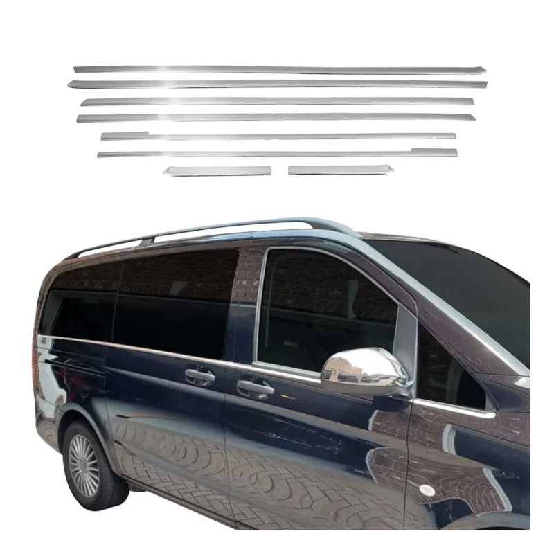 Fensterleisten Zierleisten für Mercedes Vito W447 2014-2026 Edelstahl Chrom 8tlg