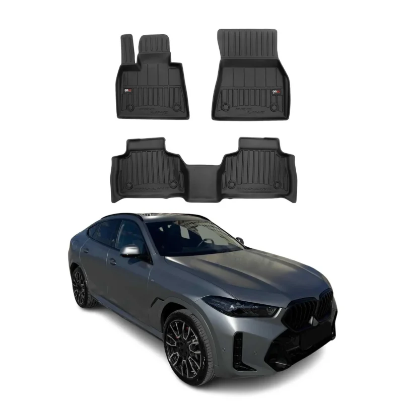 Fußmatten Gummimatten für BMW X6 G06 F96 2019-2026 OMAC Premium Schwarz TPE 3tlg