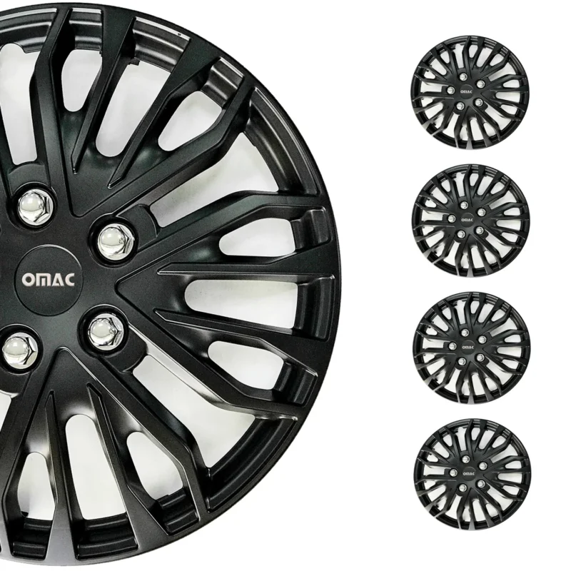 14 Zoll Radkappen Universal Radzierblenden Matte Schwarz ABS 4 Stück Radblenden