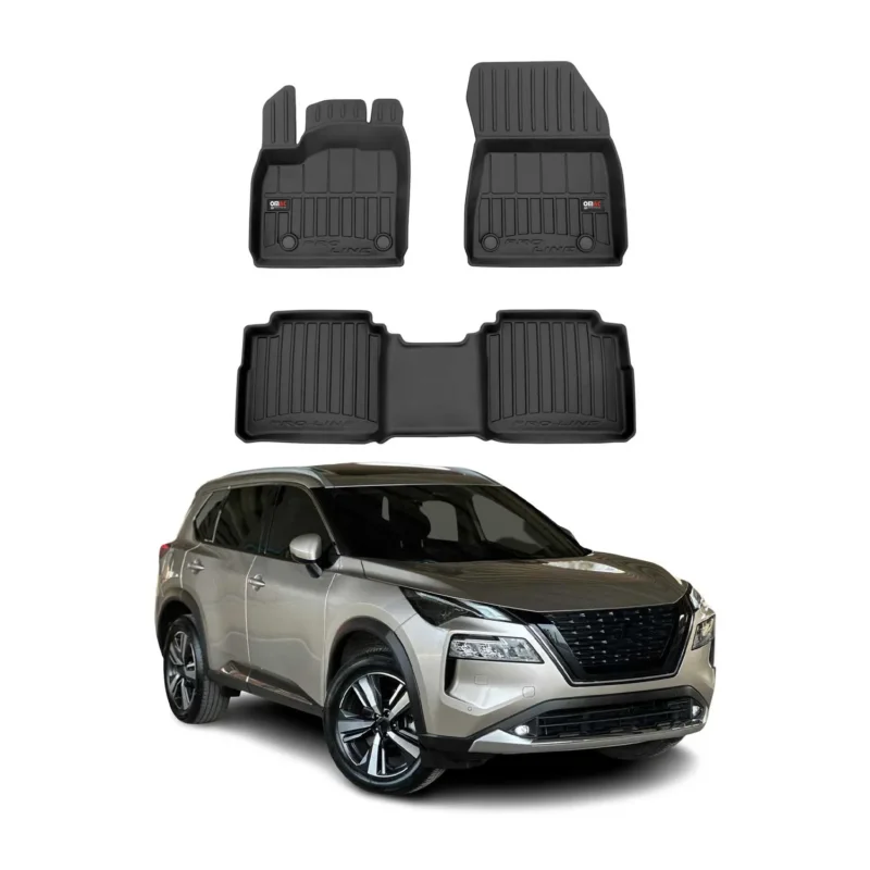 Fußmatten Gummimatten für Nissan X-Trail IV T33 2022-2026 Premium Schwarz TPE 3x