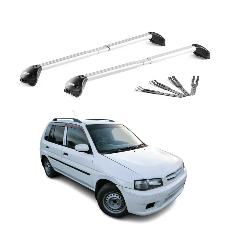Dachträger Grundtäger für Mazda Demio DW 1998-2002 100kg Aluminium Grau 2x ABE